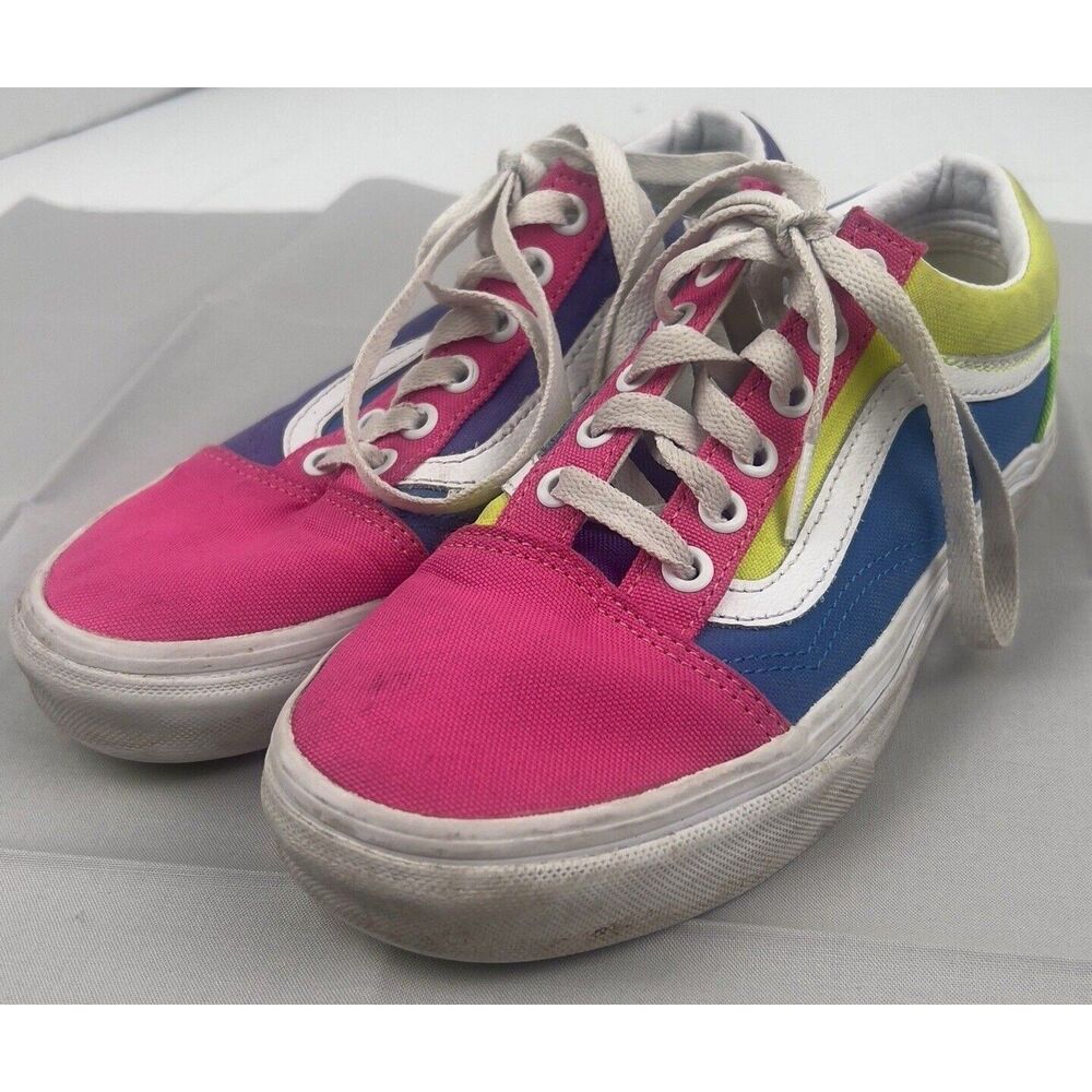 Vans Old Skool Neon Color-Block Skate Shoe Womens Size 6.0 Mens Size 4.5 Good